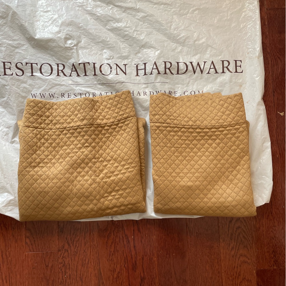 Restoration Hardware Gold Diamond Matese Quilted King Euro Shams (Set of 2)